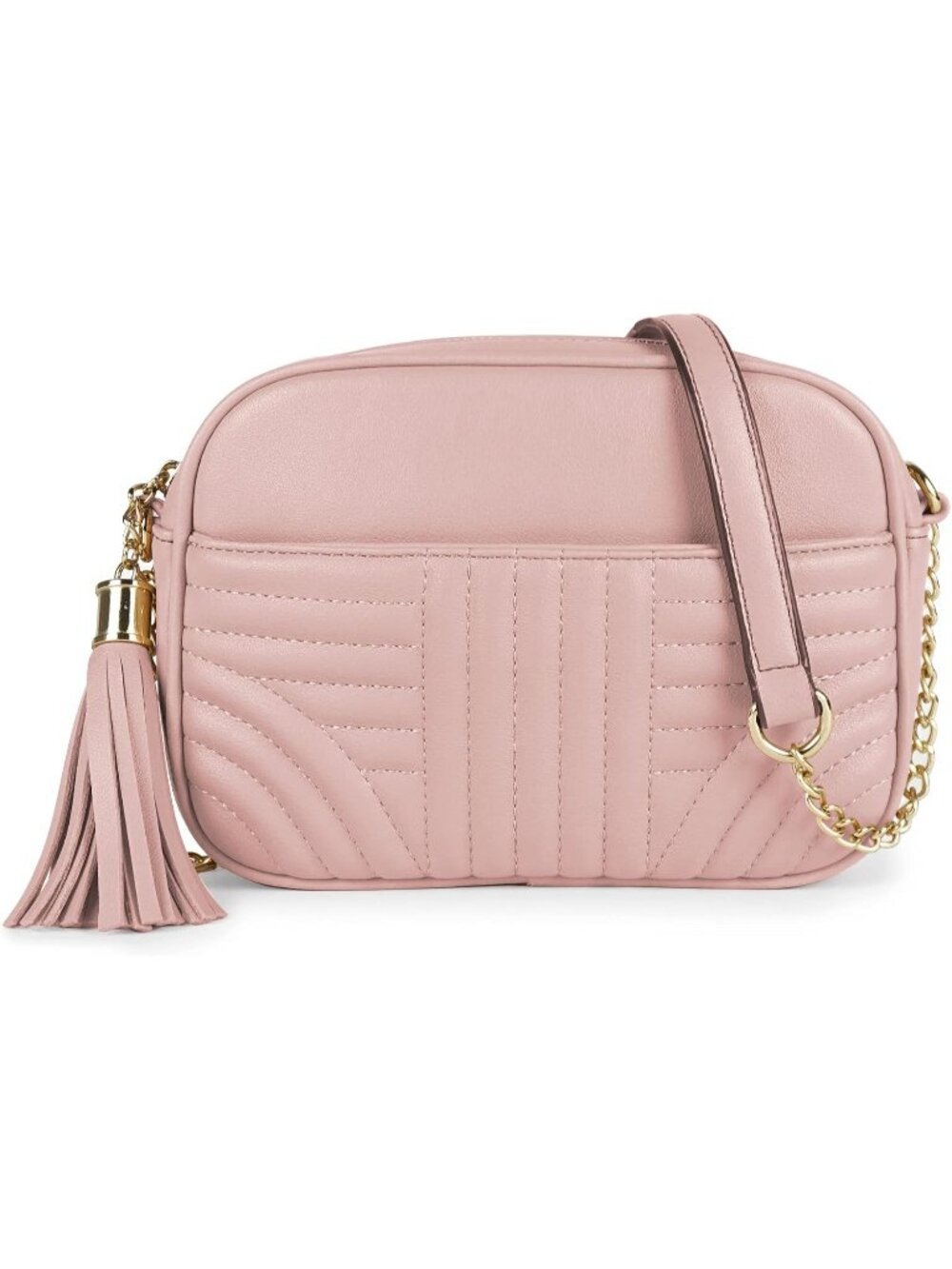 👜Women's Blush Quilted Camera Bag Tassel Crossbody Bag Lightweight Shoulder Bag